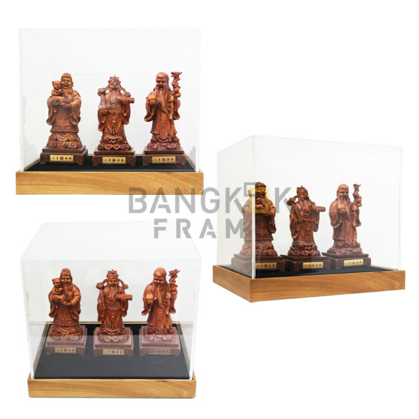 กรอบกล่องใสโชว์สินค้าฐานไม้